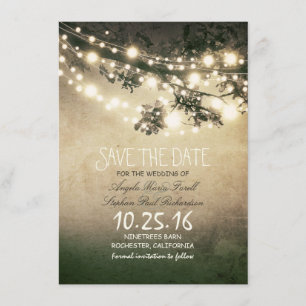 Rustieke boomtakken & string lichten bewaren de da save the date
