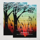 Rustieke Boomverlichting Zonsondergang Trouwdiner  Kaart (Voorkant / Achterkant)