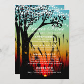 Rustieke Boomverlichting Zonsondergang Trouwmenu Kaart (Voorkant / Achterkant)