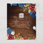 Rustieke bordeaux blauwe bloem bruiloft SAVE THE D (Achterkant)