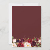 rustieke bordeaux bloemen bruiloft uitnodiging (Achterkant)