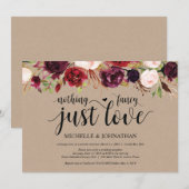 Rustieke bordeaux bloemenkleuren bruiloft uitnodig kaart (Voorkant / Achterkant)