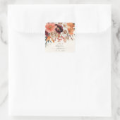 Rustieke bordeaux bloemrijke herfst bruids douche vierkante sticker (Tas)