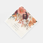 Rustieke bordeaux bloemrijke herfst bruidsdouche  servet (Hoek)