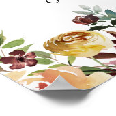 Rustieke bordeaux bloemrijke herfst bruiloft welko poster (Hoek)