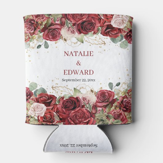 Rustieke bordeaux blos bloesem eucalyptus blikjeskoeler (Achterkant)