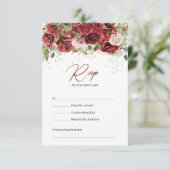 Rustieke bordeaux en blos roze rozen rsvp kaart (Staand voorkant)