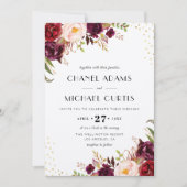 rustieke bordeaux huwelijksuitnodiging kaart (Voorkant)