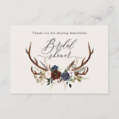 Rustieke bordeaux marine bloemige bruidsdouche bed informatiekaartje (Voorkant)