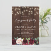 rustieke bordeaux verlovingsfeest uitnodiging (Staand voorkant)