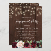 rustieke bordeaux verlovingsfeest uitnodiging (Voorkant / Achterkant)