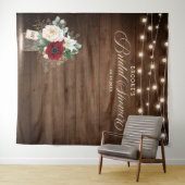 Rustieke bordeauxkleurige bloempot bruiloft wandkleed (In Situ (horizontaal))