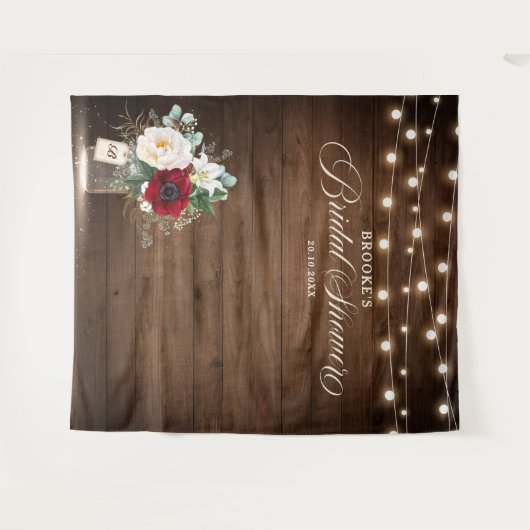 Rustieke bordeauxkleurige bloempot bruiloft wandkleed (Voorkant (horizontaal))