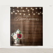 Rustieke bordeauxkleurige bloempot bruiloftsshower wandkleed (Voorkant)