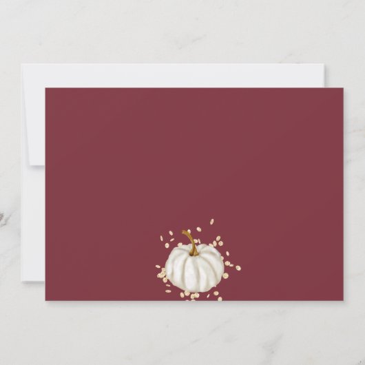 Rustieke bordeauxrode bloemenkleuren pompoen herfs kaart (Achterkant)