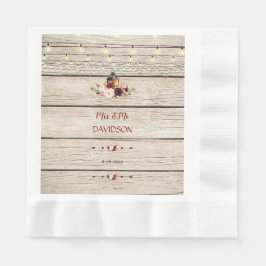 Rustieke bordeauxrode bloemenlantaarn oude schuur  servet