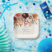 Rustieke bordeauxrode bloemrijke herfst bruidsdouc papieren bordje (Feest)