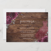 Rustieke bordeauxrode glinsterende jurk Roos Quinc Kaart (Voorkant)