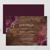 Rustieke bordeauxrode glinsterende jurk Roos Quinc Kaart (Voorkant / Achterkant)