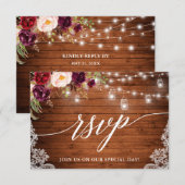 Rustieke bordeauxrode jarenlichten kalligrafie bru RSVP kaartje (Voorkant / Achterkant)