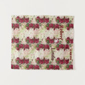 Rustieke bordeauxrode rozen trouwachtergrond wandkleed (Voorkant (horizontaal))