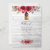 Rustieke bordeauxrood en roze waterverf bloemige t kaart (Voorkant)