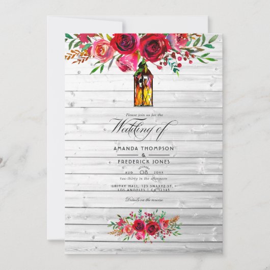 Rustieke bordeauxrood en roze waterverf bloemige t kaart (Voorkant)