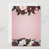 Rustieke bordeauxroom- en roze bloemige bruidsdouc kaart (Achterkant)