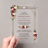 Rustieke bordeauxroze bloemboog voor boho bruiloft acryl uitnodigingen (Insitu (Draagbaar))