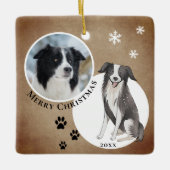 Rustieke Border Collie Tekening Pauw Vrolijk Kerst Keramisch Ornament (Voorkant)