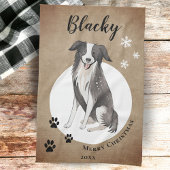 Rustieke Border Collie Tekening Pauw Vrolijk Kerst Theedoek