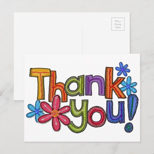 Rustieke borduurwerk Dank u Briefkaart (Voorkant / Achterkant)