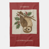 Rustieke borduurwerk kerstoil met Holly Theedoek (Verticaal)