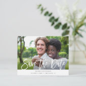 Rustieke borstel belettering bruiloft Sla de datum Briefkaart (Staand voorkant)