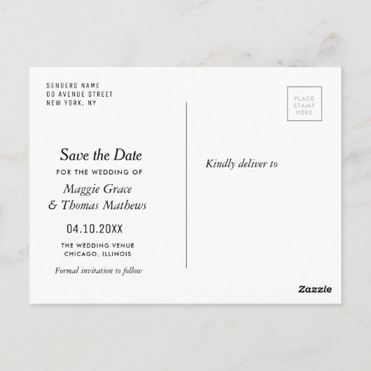 Rustieke borstel belettering bruiloft Sla de datum Briefkaart (Achterkant)