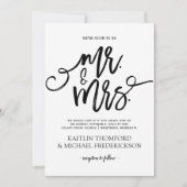 Rustieke Borstel Calligrafie Uitnodiging | Zwart (Voorkant)