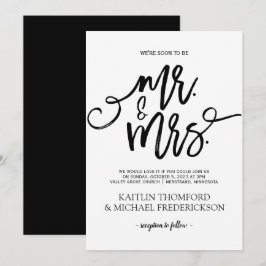Rustieke Borstel Calligrafie Uitnodiging | Zwart