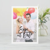 Rustieke borstel hand belettering foto Sla onze da Save The Date (Staand voorkant)