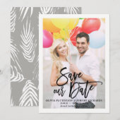 Rustieke borstel hand belettering foto Sla onze da Save The Date (Voorkant / Achterkant)