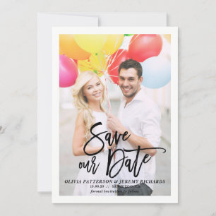 Rustieke borstel hand belettering foto Sla onze da Save The Date