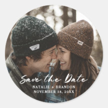 Rustieke Borstel Script Bruiloft Bewaar de datum F