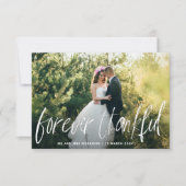 Rustieke borstel typografie bruiloft fotokaart bedankkaart (Voorkant)