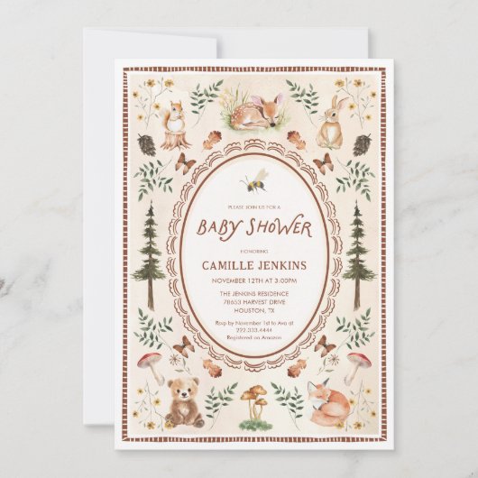 Rustieke Bos Baby shower Invitation Kaart (Voorkant)