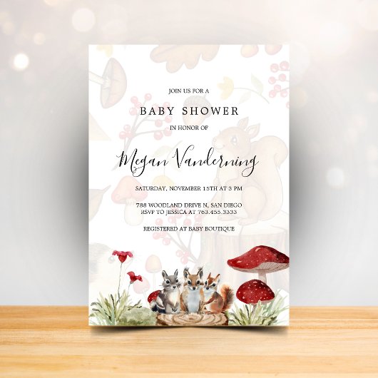 Rustieke bos-babyshoweruitnodiging kaart