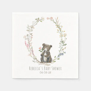 Rustieke bos beer waterverf baby shower servet
