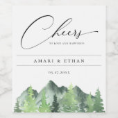 Rustieke Bos Berg Bruiloft Wijn Etiket (Enkel label)