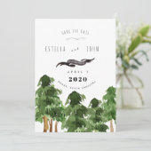 Rustieke bos berg save-the-date-huwelijk kaart (Staand voorkant)