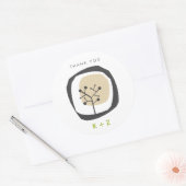 Rustieke Bos Boom Ringen Monogram Moderne Bruiloft Ronde Sticker (Envelop)