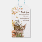 Rustieke bos bos neutrale baby shower cadeaulabel (Achterkant)