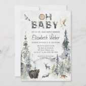 Rustieke bos bosbeer babyshower uitnodiging (Voorkant)